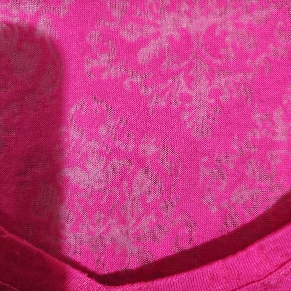 Southpole Shirt Womens XL Pink Lace Sheer Graphic Rhinestone Short Sleeve Top - Picture 4 of 16